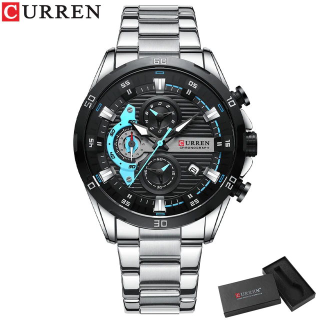 Chronograph 2022 Sports Wrist Watches for Men Waterproof Watches Stainless Steel Wristwatches Quartz Luminous Male Clock - Image 3
